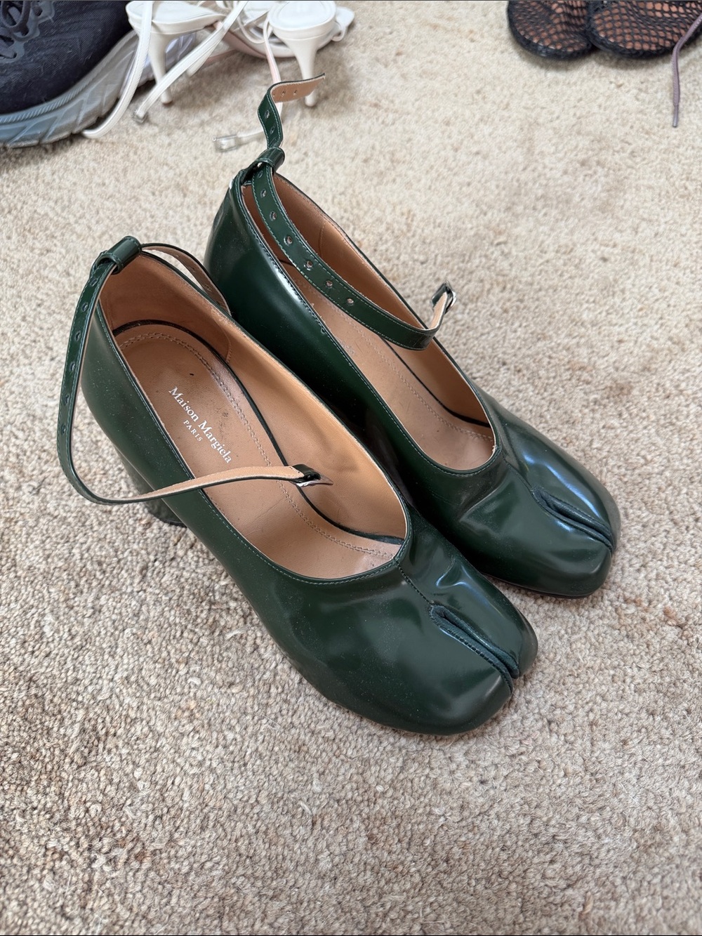 Maison Martin Margiela Women’s Dark Green Tabi Ankle-Strap Heels
